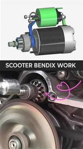 Scooter Bike Bendix work principle / scooter self work #technology #automobile #car #bike #engineer