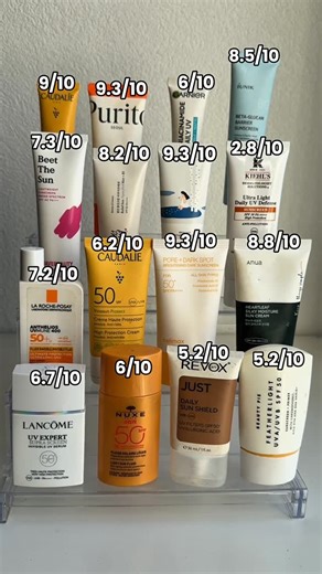 Susie Spring on Instagram: "Rating sunscreens (because SPF deserves the same energy as serums) FULL details of all 6 TESTS in my channel ❤️ SAVE & FOLLOW for real sunscreen reviews, not vibes I tested these sunscreens through 6 different tests to actually determine which ones deserve a spot in your routine — not just how they feel on day one. I looked at: Feel • Protection • Formulation • Cleanliness • Price • Comedogenic risk Products rated from top left to bottom right ⬇️ • @caudalie Fluid – L