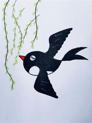 Easy Drawing Tutorial for Black Birds