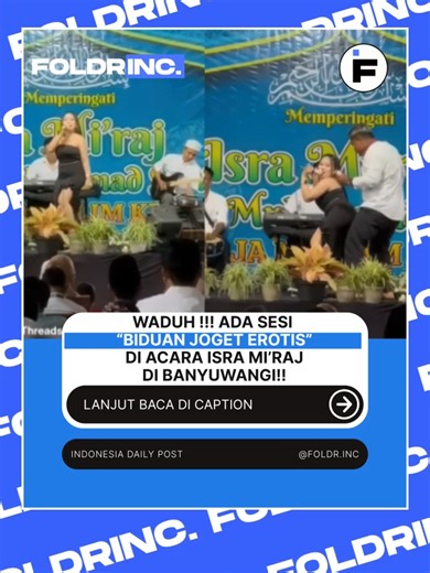JOGET DI ACARA ISRA MI'RAJ? PANITIA MINTA MAAF! 😱🙏 Video aksi biduan berjoget di panggung peringatan Isra Mi'raj di Desa Parangharjo, Banyuwangi, mendadak viral dan banjir kritikan! Banyak yang menyayangkan penampilan tersebut karena dinilai tidak etis dan nggak nyambung sama nuansa acara keagamaan. 🔊 Klarifikasi Panitia: Ketua Panitia, Hadiyanto, menjelaskan bahwa hiburan itu digelar di luar agenda resmi. Katanya sih, acara joget-joget ini baru dimulai setelah kiai dan undangan pulang, khusu