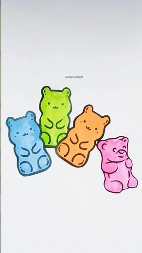 Satisfying Gummy Bear Coloring with Markers🧸🍬 |Choose Your Favorite Color💙💚🧡💖|