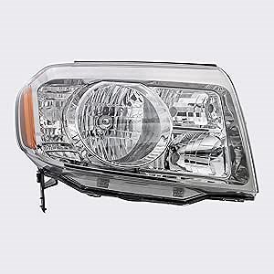 Replacement for Honda Pilot 2009 2010 2011 CAPA Certified Halogen Headlight Headlamp Assembly with Bulbs, Right/Passenger Side 33100-SZA-A01 / HO2519125