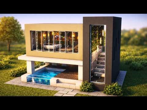 EASY 10 Minute Modern House Tutorial with INTERIOR Design