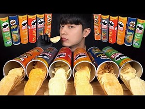 EATING PRINGLES 6 FLAVOURS CRUNCHY Chips EATING SOUNDS Mukbang ASMR