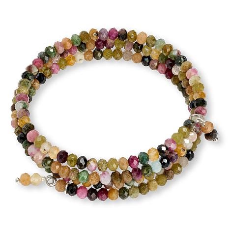 Jay King Faceted Multicolor Tourmaline Bead Coil Wrap Bracelet | HSN