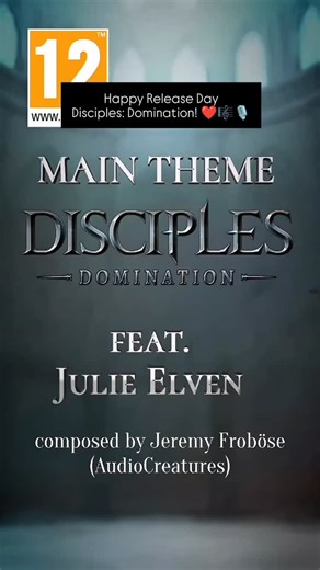 J u l i e E l v e n 🎶 on Instagram: "Happy release day Disciples: Domination! ❤️ Loved singing this game's emotional Main Theme, composed by amazing @jeremyfroboese @audiocreatures! 🥹🎙️🎼 @kalypso_media #soundtrack #singer #composer #gamemusic #gaming"