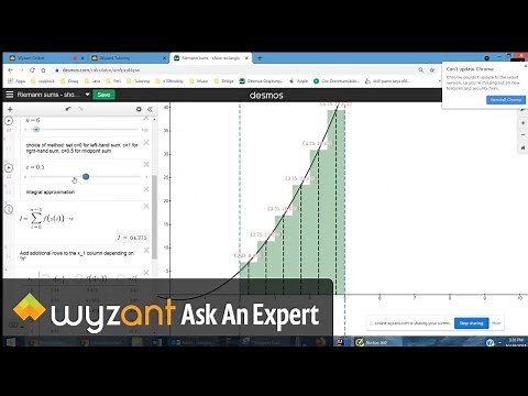 Use Riemann sums (and Desmos) to approximate the area under a given curve.