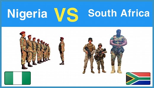 South Africa vs Nigeria Military Power Comparison 2024 00:05 Global Rank (South Africa vs Nigeria 2024) 00:12 total military personnel (South Africa vs Nigeria 2024) 00:19 active personnel (South Africa vs Nigeria 2024) 00:29 reserve personnel (South Africa vs Nigeria 2024) 00:37 paramilitary (South Africa vs Nigeria 2024) 00:47 defense budget (South Africa vs Nigeria 2024) 00:56 land force strength (South Africa vs Nigeria 2024) 01:35 air force strength (South Africa vs Nigeria 2024) 02:40 nava