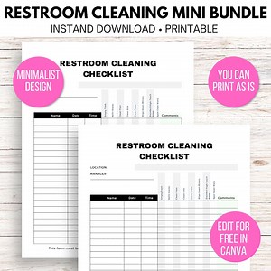 Editable Restroom Cleaning Checklist: Sign off Sheet (digital Download) - Etsy Canada