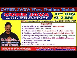 CORE JAVA (with PROJECT) Online Training in DURGASOFT