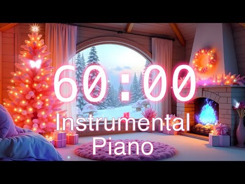 60 Minute Christmas Timer | Soft Piano Instrumental | Cozy Pink Elf Tree Ambience