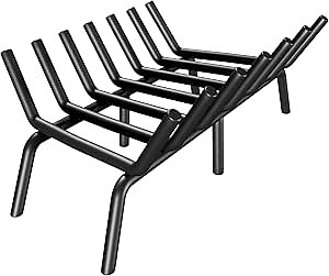 Fireplace Grate 21 inch 7 Bar Fireplace Log Grate Heavy Duty Solid Steel Indoor Chimney Hearth with 6 Enhanced Stability Legs Kindling Tools Pit Wood Stove Firewood Burning Rack Holder