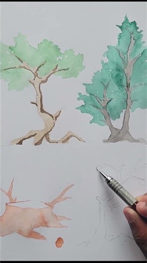 Quick Tree Practice | Watercolor Painting