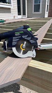 I have wanted this @festool_usa HKC 55 EB for a while now. I finally got one last week and this was my first time using it! Building decks and handling 20’ deck boards can be a pain. Now I don’t have to cut them on my miter saw, I can cut them right on the deck. I figured I would try it out cutting the joist as well! Worked great! #saw #deck #backyard #festool | Workingwith Matt