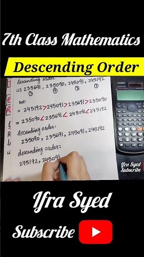 Descending Order 7th class maths #shorts