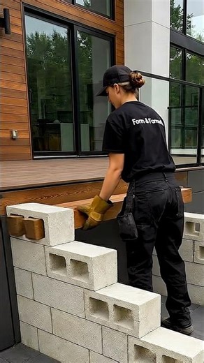 DIY Cinder Block & Wood Stairs | Easy Patio Upgrade 🪵🧱