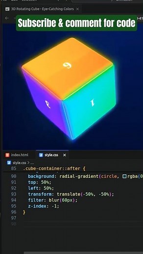 3D Rotating Cube Animation Using HTML & CSS | Step-by-Step Tutorial 2025|2026 #css3 #3danimation