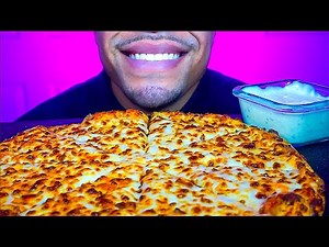 ASMR LITTLE CAESARS CHEESE PIZZA WITH RANCH SAUCE *BIG BITES* EATING SHOW MOUTH SOUNDS JERRY MUKBANG