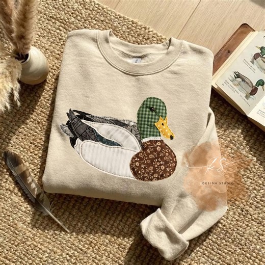 Patchwork Mallard Duck DTF Sweatshirt - Etsy