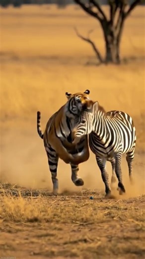 tiger chasing the zebra so fast #youtubegrowth #animallife