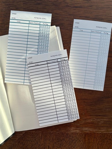 Vintage Library Card Reading Log Bookmark: Printable Reading List Bookmark 2026, Daily Book Tracking Card, Pocket Reading Rating Bookmark