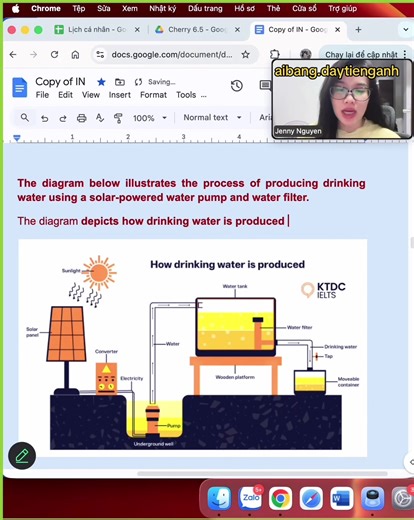 The diagram below illustrates the process of producing drinking water using a solar-powered water pump and water filter #ieltswriting #ielts #ieltspreparation #aibangdaytienganh #learnontiktok