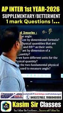 AP Inter 1st year PHYSICS 2+1mark IMP Questions! #apinter #apintermediate #betterment #supplementary
