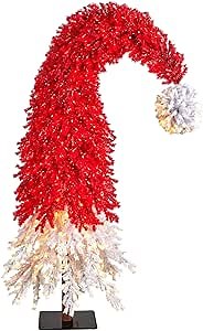 Nearly Natural 9ft. Holiday Red Santa Hat Artificial Christmas Tree with 600 LED Lights and 1992 Bendable Branches