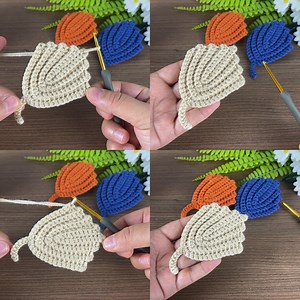 62K views · 1K reactions | I made wonderful leaves using only yarn  multipurpose crochet leaf pattern | Knitting & Crochet World | Facebook