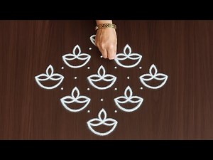 Kolam for Diwali Special: 11x1 Dots Deepala Muggulu | Simple Rangoli Designs