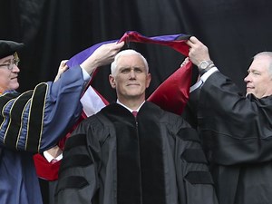 Graduates walk out on Pence at Notre Dame commencement
