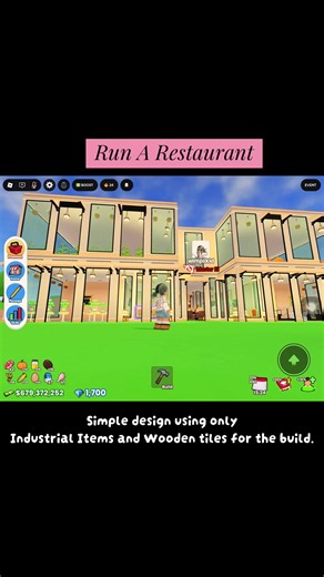 🌵My simple restaurant design. I only used industrial and wooden tile pieces for the structure, along with a few plant decorations. I wanted it to look clean, cozy, and welcoming. 🌱#runarestaurant #cozygames #roblox #RunARestaurant #RobloxGame