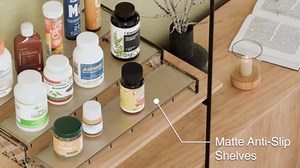 Simple Houseware 3 Tier Plastic Spice Shelf For Countertop and Cabinet Storage Organizer, 2 Pack, Clear