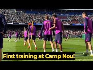 Barcelona first open training session at the new Spotify Camp Nou