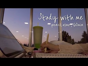 【 study with me 】夕焼けと一緒に勉強🌇✨60min,no bgm,pencil asmr