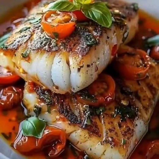 Pan-Seared Mediterranean Cod in Tomato Basil Sauce Ingredients: 4 cod...