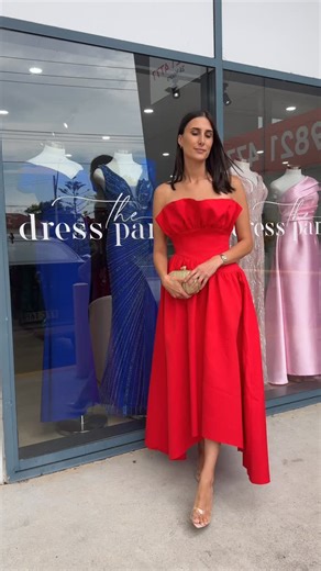 We are obsessing over this ruby red strapless dress 😍 such a striking colour and style, perfect for black tie and formal events ❤️‍🔥 #weddingguest #dressboutique #dresstoimpress #formaldress #smallbusiness | The Dress Parlour