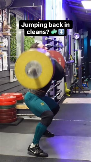 Uplift | Olympic Lifting Online & In Person Coaching on Instagram: "Jumping back in cleans means you are jumping away from the bar and can sometimes lead to misses ❌ Unless you can actively pull the bar back with you and jump back, we advise you guys to work on moving your feet to the side! If you’re struggling in your warmup to do that, here is a good drill. Practice power cleans with plates behind you (safety first tho). You could put chalk behind you and record if you don’t feel comfortable a