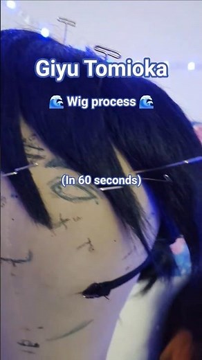 Here's the process in between!! | Giyu Tomioka Wig Styling #knycosplay #wig #shorts #giyuutomioka