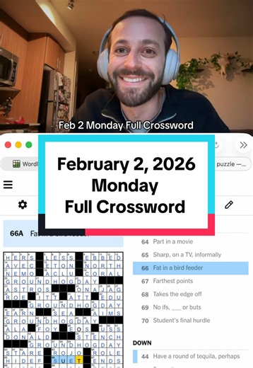 February 2, 2026 Monday Full Crossword Solution