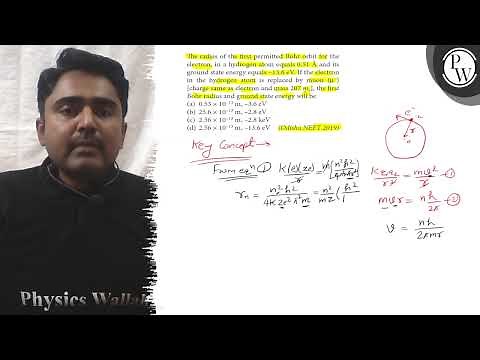 The radius of the first permitted Bohr orbit for the electron, in a hydrogen atom equals 0.51 Å a...