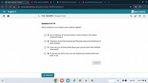 Which sentence most clearly uses a pathos appeal?A. As a prof... | Filo