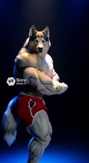 muscular furry #muscle #musclegrowth #anthro #furry #animal #bodybuilding #sora2 #flexing