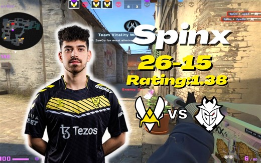 冰！【Spinx POV】(26-15) rating: 1.38 小蜜蜂 对阵 G2 (inferno) | Gamers8 2023