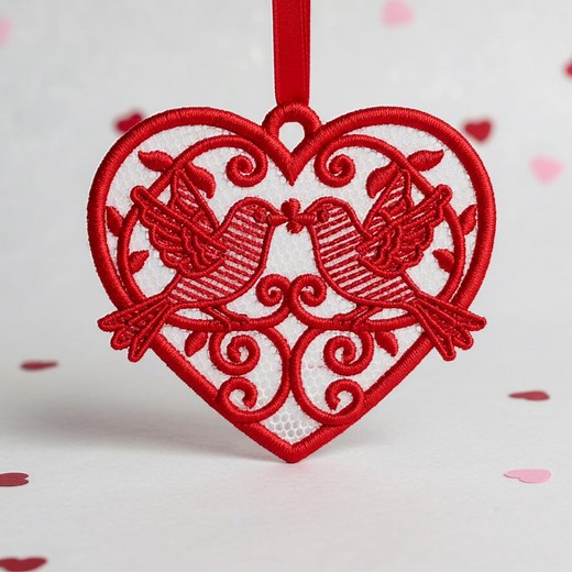 FSL Love Birds Embroidery Design: Freestanding Lace Valentine (instant Download) - Etsy
