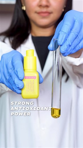 HYPHEN on Instagram: "Antioxidant power, proven. 🧪 Our 10% Vitamin C passed the DPPH test - confirming active free-radical neutralisation. The DPPH test uses a stable purple free radical. When a true antioxidant is added, it neutralises the radical, causing a visible colour change. The stronger the colour change, the stronger the antioxidant activity. That means real protection from: ☀️ Sun damage 🌫️ Pollution 🧬 Environmental stress helping prevent dark spots, pigmentation & dull skin. Try it
