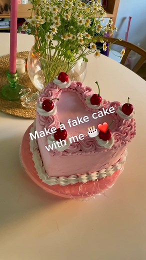 Making a fake cake for my wall🎂💕 let’s see if it dries lol #diy