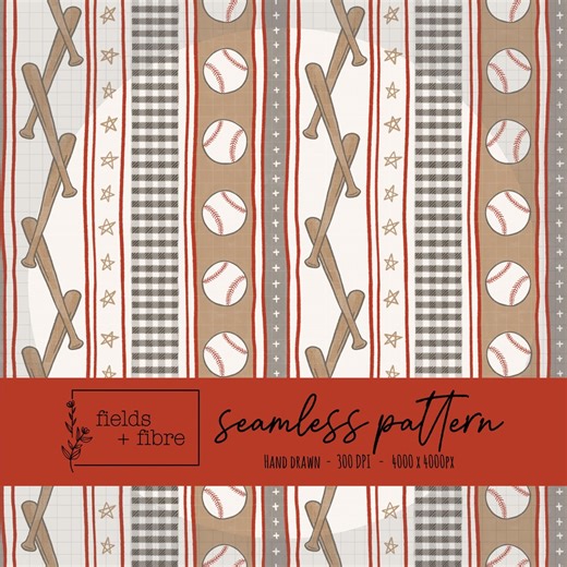 Baseball Stripes Seamless Pattern Hand Drawn Bat and Ball Digital Paper Download Sublimation Vintage Fabric Boy Sports Surface Design File - Etsy