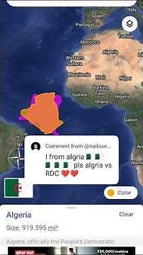 ALGERIA 🇩🇿 vs Democratic republic of Congo 🇨🇩 country size comparison #geographythroughmaps #shorts