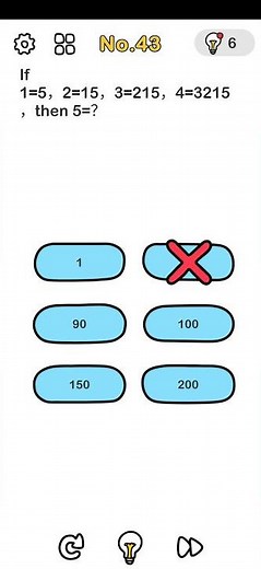 Brain Out Level 43 | If 1=5, 2=15, 3=215, 4=325, then 5=? | Brain Out Game Solution